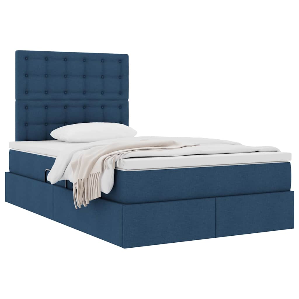 vidaXL Aufbewahrungsbett mit Matratze Blau 120 x 200 cm Polyester