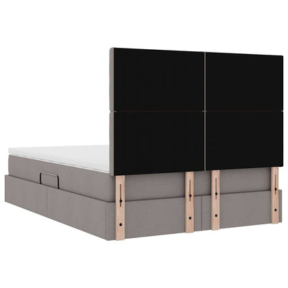 Aufbewahrungsbett mit Matratze Taupe 140 x 190 cm Polyester