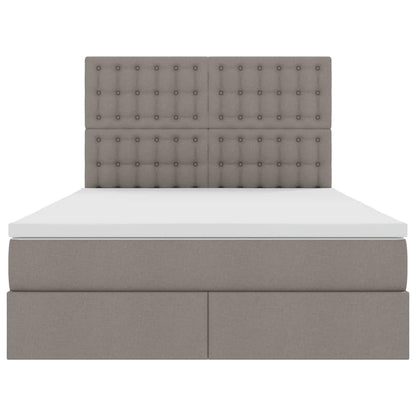 Aufbewahrungsbett mit Matratze Taupe 140 x 190 cm Polyester