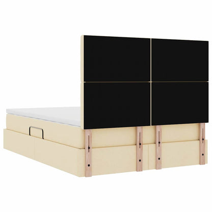 Aufbewahrungsbett mit Matratze Creme 140 x 190 cm Polyester
