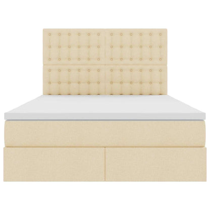 Aufbewahrungsbett mit Matratze Creme 140 x 190 cm Polyester