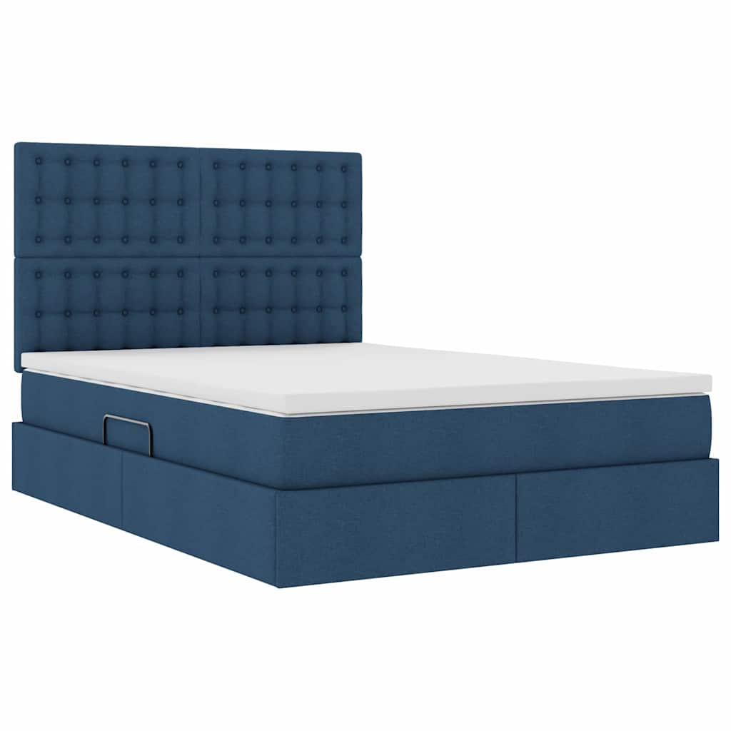 vidaXL Aufbewahrungsbett mit Matratze Blau 140 x 190 cm Polyester