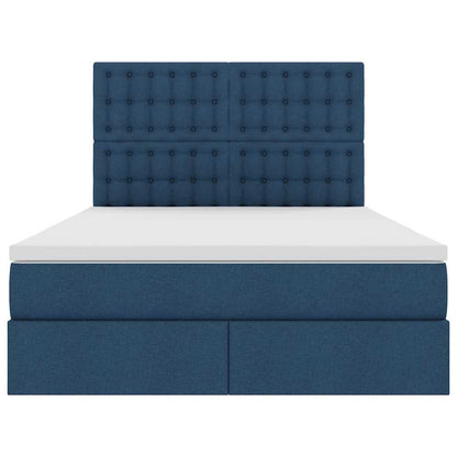 vidaXL Aufbewahrungsbett mit Matratze Blau 140 x 190 cm Polyester