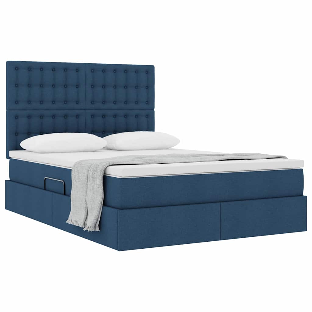 vidaXL Aufbewahrungsbett mit Matratze Blau 140 x 190 cm Polyester