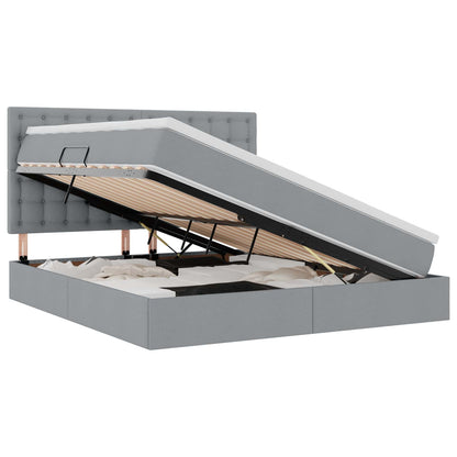 Aufbewahrungsbett mit Matratze Hellgrau 160 x 200 cm Polyester
