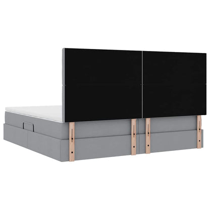 Aufbewahrungsbett mit Matratze Hellgrau 200 x 200 cm Polyester