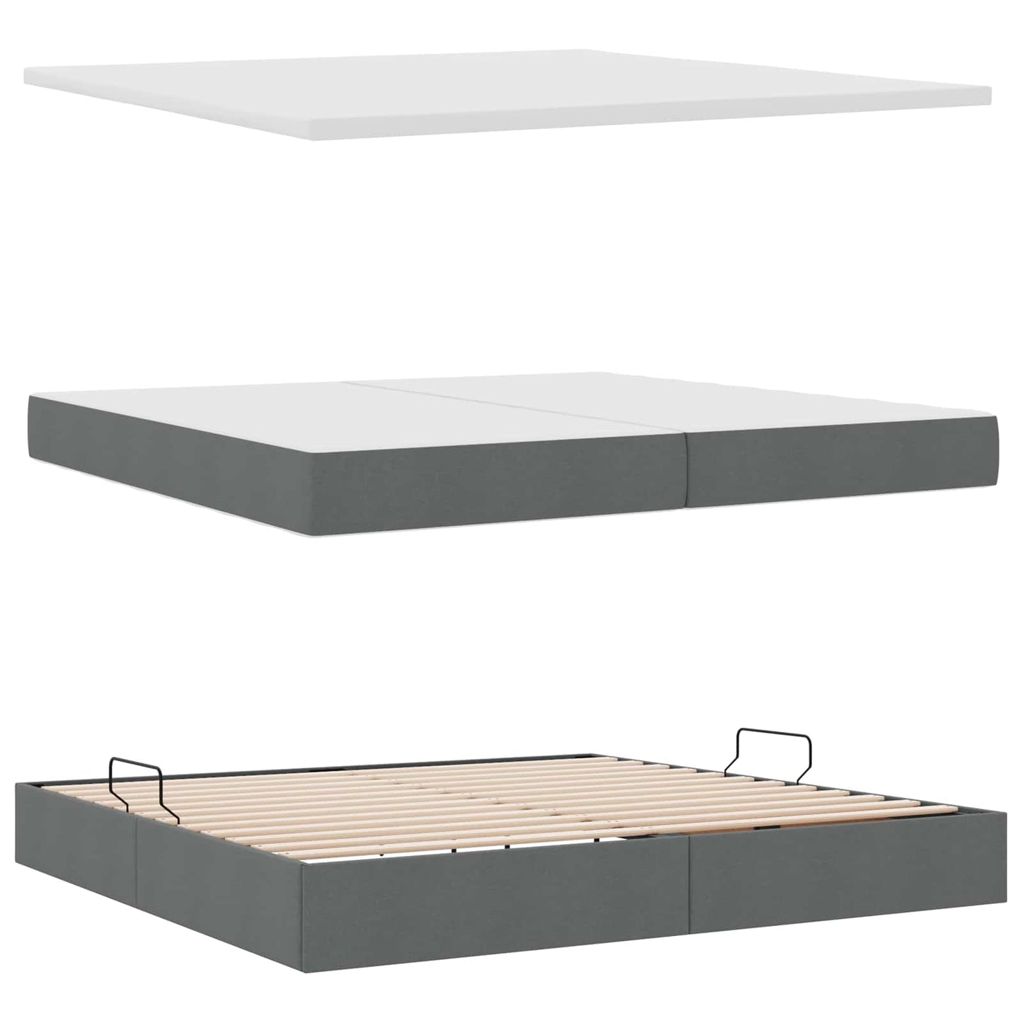 vidaXL Aufbewahrungsbett mit Matratze Dunkelgrau 200 x 200 cm