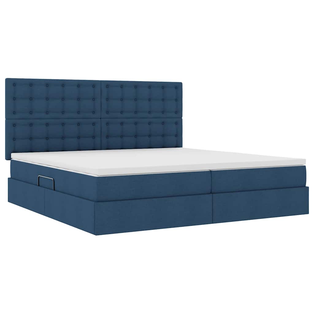 vidaXL Aufbewahrungsbett mit Matratze Blau 200 x 200 cm Polyester