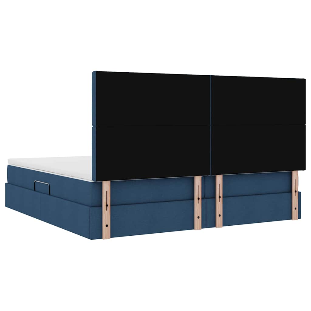vidaXL Aufbewahrungsbett mit Matratze Blau 200 x 200 cm Polyester