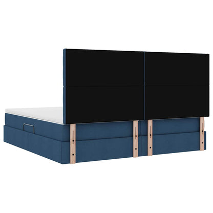vidaXL Aufbewahrungsbett mit Matratze Blau 200 x 200 cm Polyester