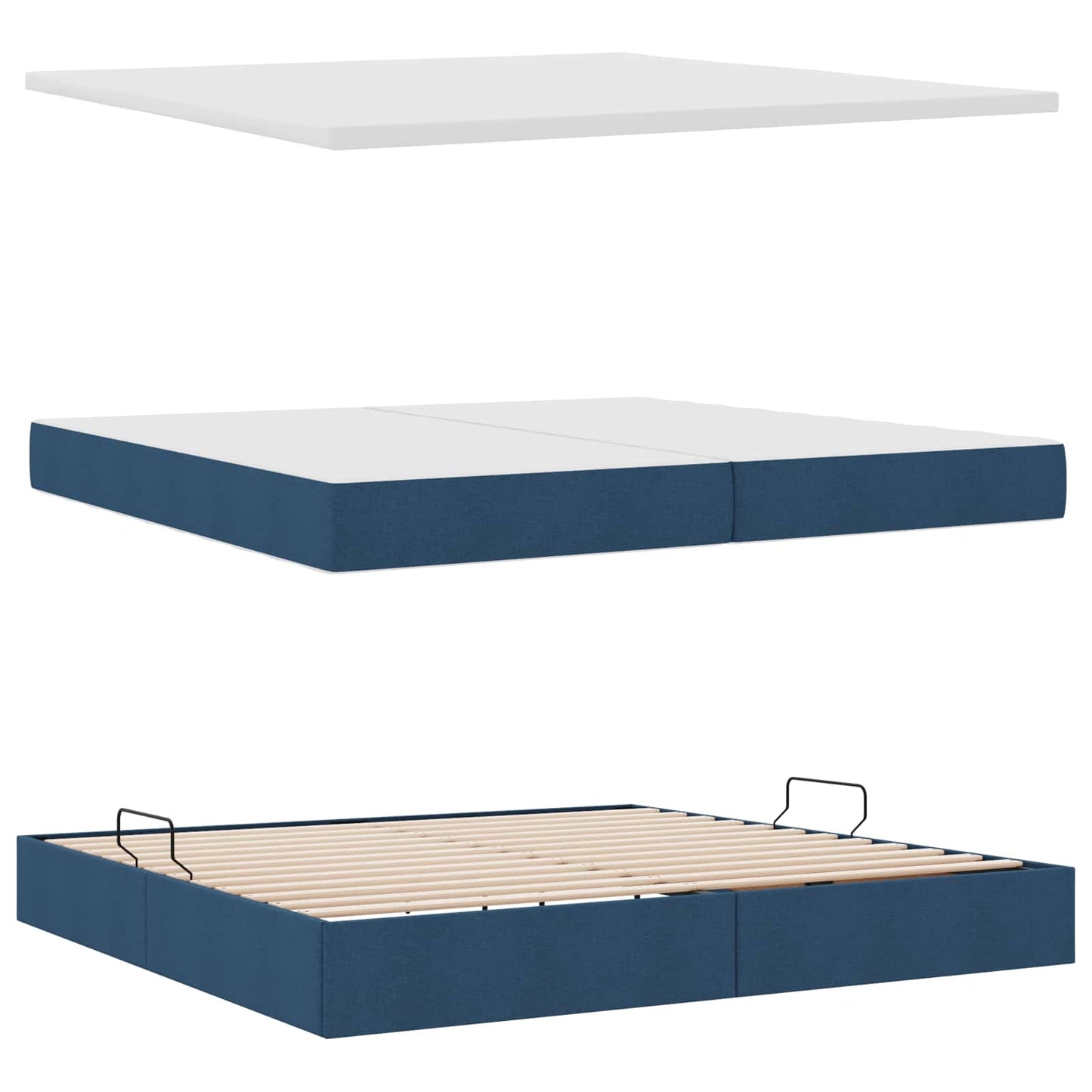 vidaXL Aufbewahrungsbett mit Matratze Blau 200 x 200 cm Polyester