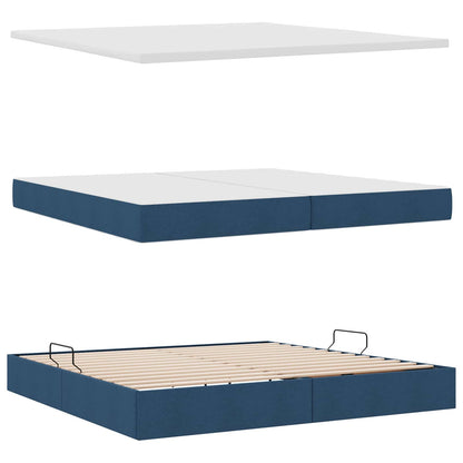 vidaXL Aufbewahrungsbett mit Matratze Blau 200 x 200 cm Polyester