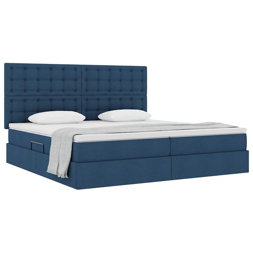 vidaXL Aufbewahrungsbett mit Matratze Blau 200 x 200 cm Polyester