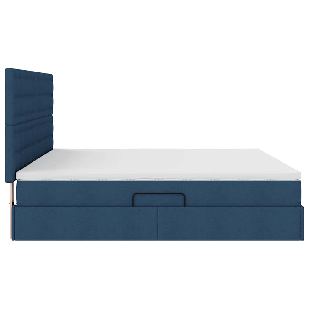 vidaXL Aufbewahrungsbett mit Matratze Blau 200 x 200 cm Polyester
