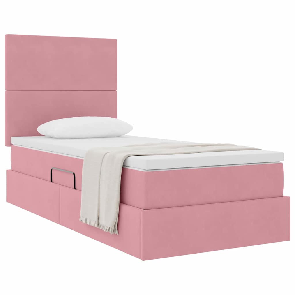 vidaXL Aufbewahrungsbett mit Matratze Rosa 90 x 190 cm Samt