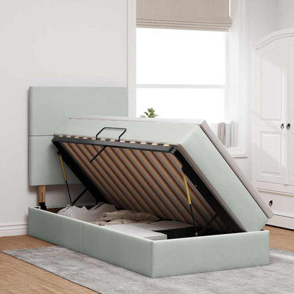 Aufbewahrungsbett mit Matratze Hellgrau 100 x 200 cm Samt