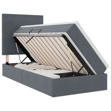 vidaXL Lit de rangement avec matelas Gris foncé 100 x 200 cm Velours