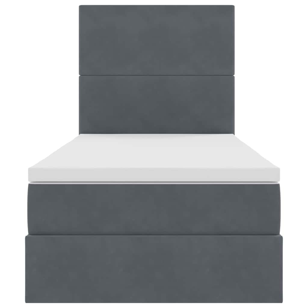 vidaXL Lit de rangement avec matelas Gris foncé 100 x 200 cm Velours