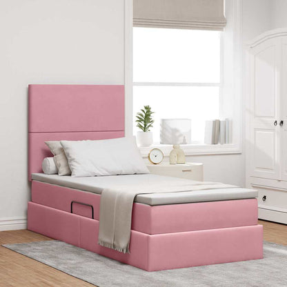 vidaXL Lit coffre avec matelas Velours rose 100 x 200 cm
