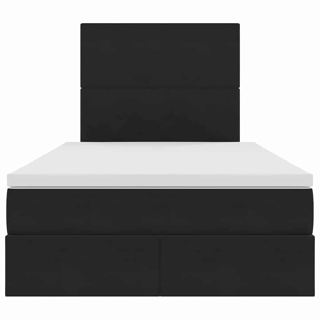 Aufbewahrungsbett mit Matratze Schwarz 120 x 190 cm Samt