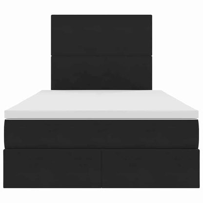 Aufbewahrungsbett mit Matratze Schwarz 120 x 190 cm Samt