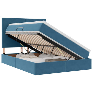 vidaXL Aufbewahrungsbett mit Matratze Dunkelblau 140 x 190 cm Samt
