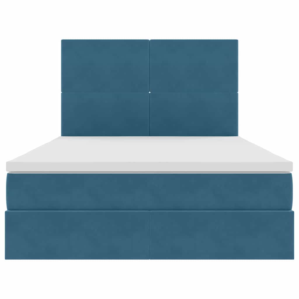 vidaXL Aufbewahrungsbett mit Matratze Dunkelblau 140 x 190 cm Samt