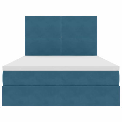 vidaXL Aufbewahrungsbett mit Matratze Dunkelblau 140 x 190 cm Samt