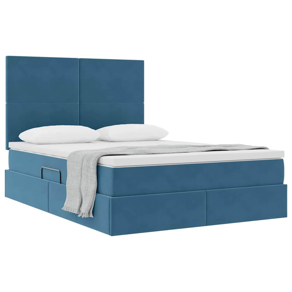 vidaXL Aufbewahrungsbett mit Matratze Dunkelblau 140 x 190 cm Samt