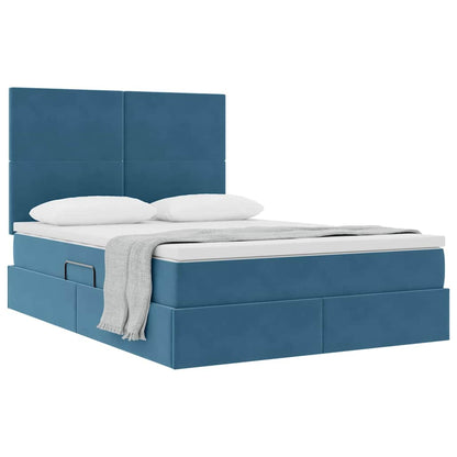 vidaXL Aufbewahrungsbett mit Matratze Dunkelblau 140 x 190 cm Samt