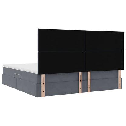 Aufbewahrungsbett mit Matratze Dunkelgrau 200 x 200 cm Samt