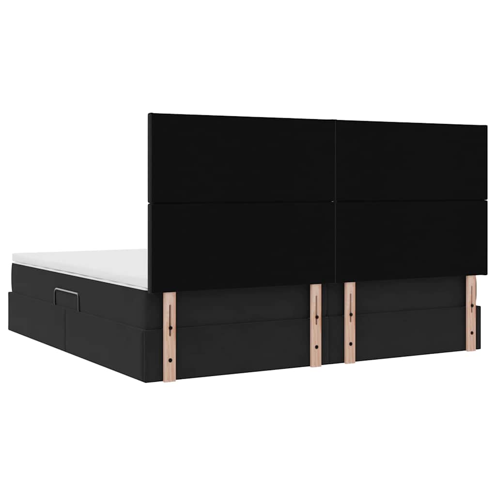 Aufbewahrungsbett mit Matratze Schwarz 200 x 200 cm Samt