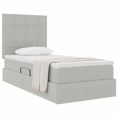 vidaXL Lit de rangement avec matelas Gris clair 90 x 190 cm Velours