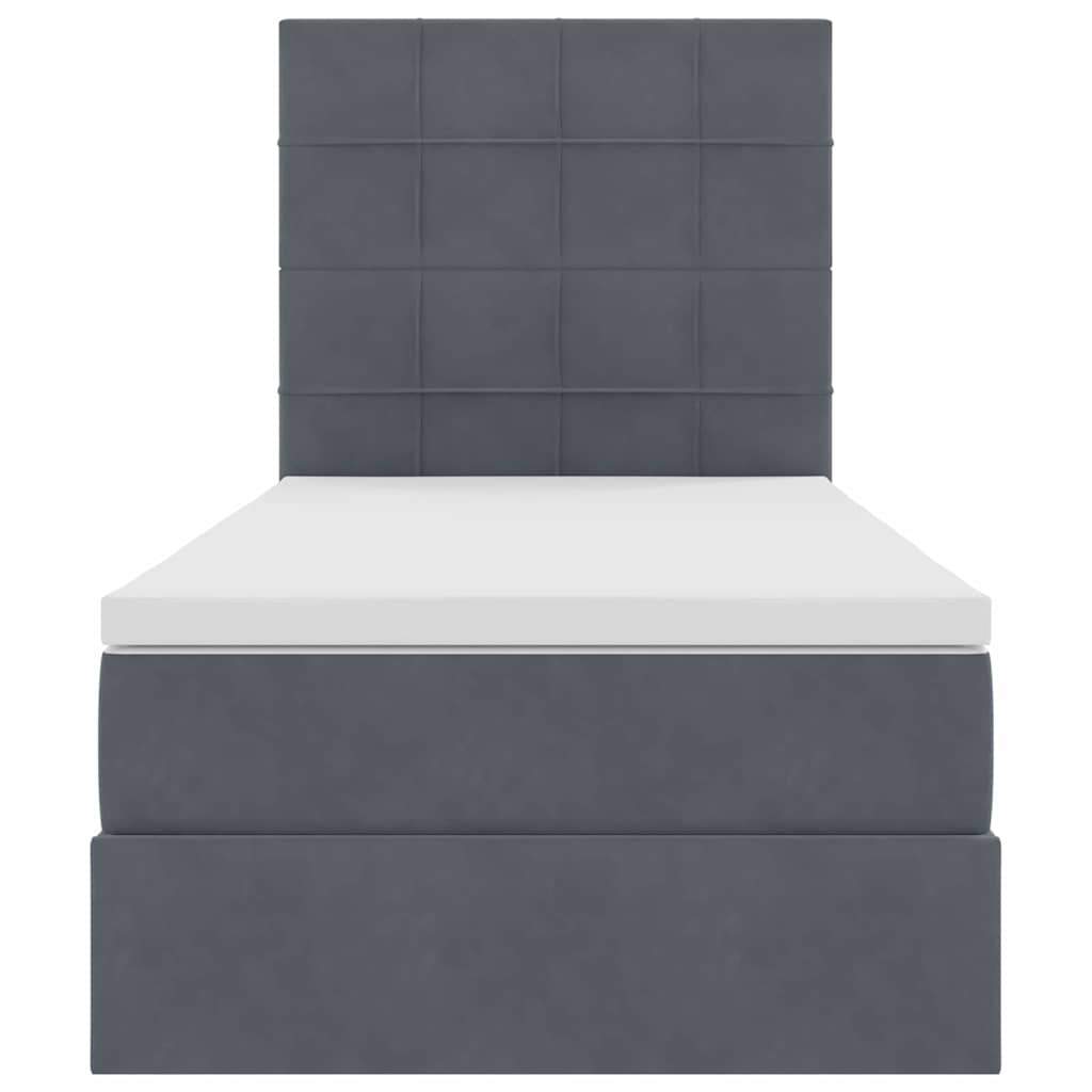 vidaXL Lit de rangement avec matelas Gris foncé 90 x 190 cm Velours