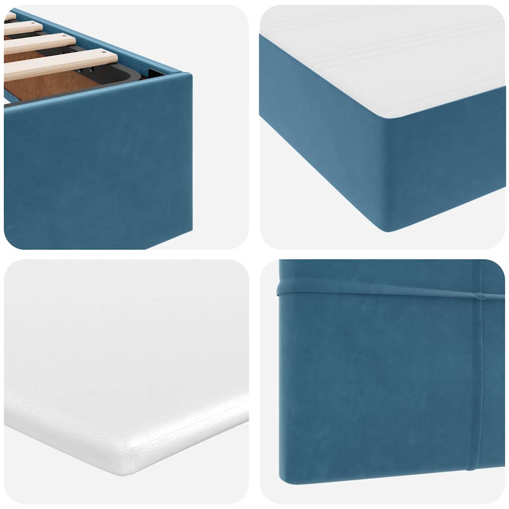 vidaXL Lit de rangement avec matelas Bleu foncé 90 x 190 cm Velours
