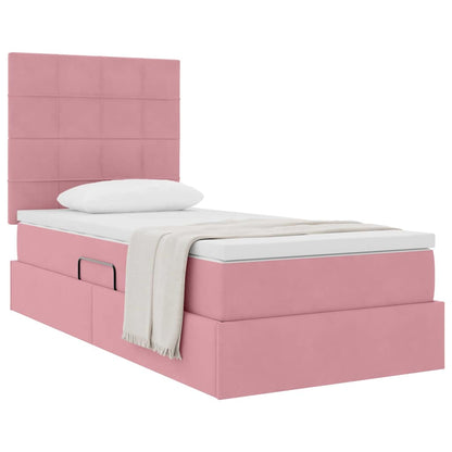 vidaXL Lit de rangement avec matelas Rose 90 x 190 cm Velours