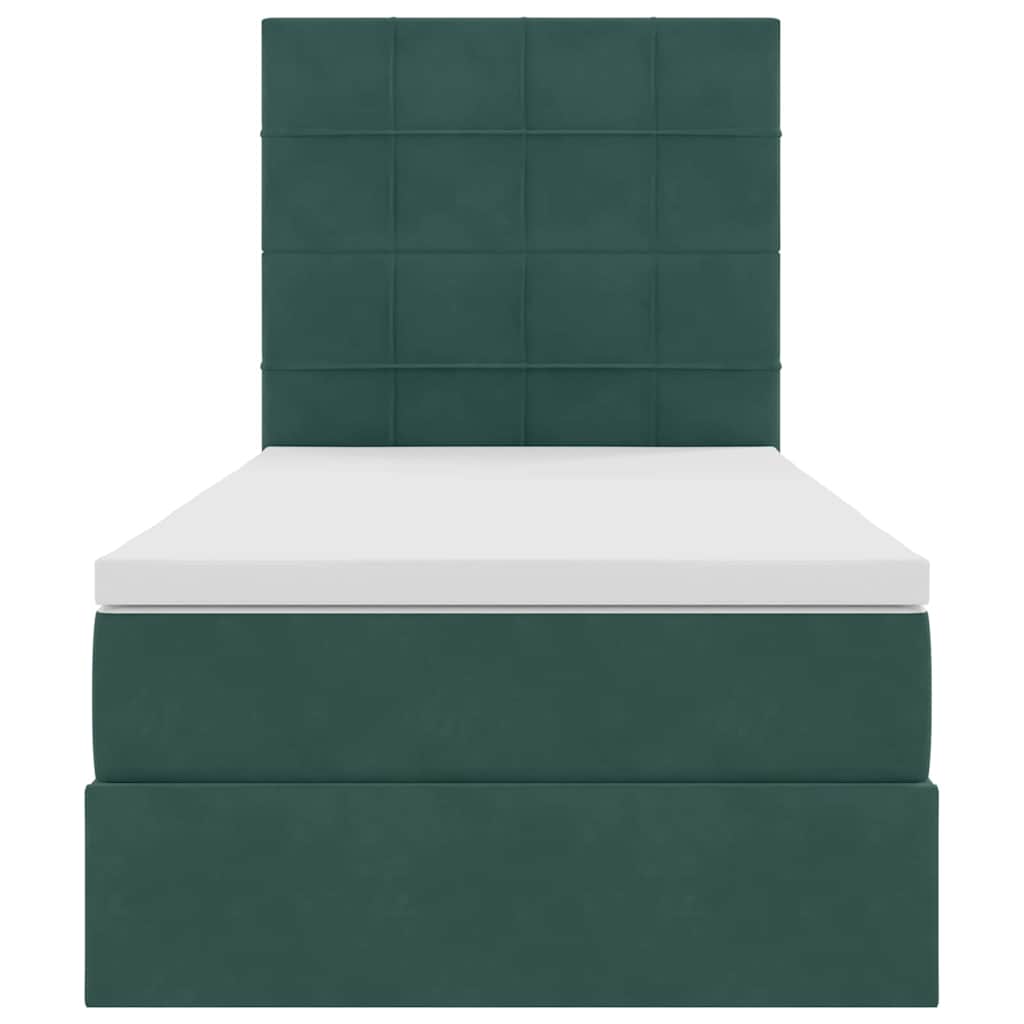 vidaXL Lit de rangement avec matelas Vert foncé 90 x 200 cm Velours
