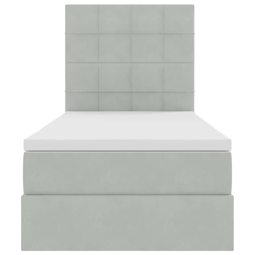 Aufbewahrungsbett mit Matratze Hellgrau 100 x 200 cm Samt