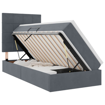 vidaXL Lit coffre avec matelas Gris foncé 100 x 200 cm Velours