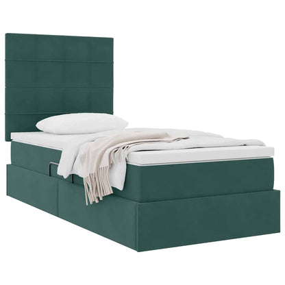 vidaXL Lit de rangement avec matelas Vert foncé 100 x 200 cm Velours