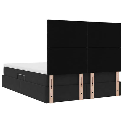 Aufbewahrungsbett mit Matratze Schwarz 140 x 190 cm Samt