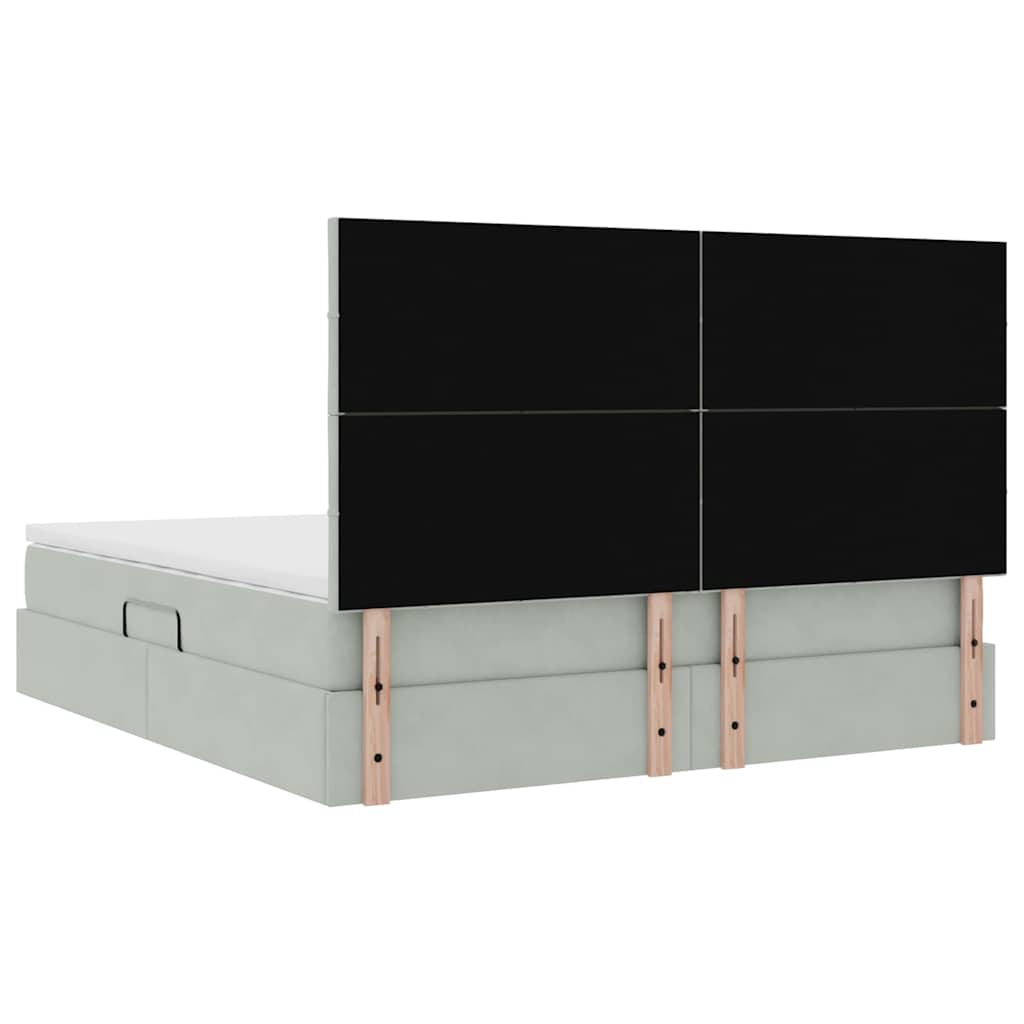 Aufbewahrungsbett mit Matratze Hellgrau 180 x 200 cm Samt