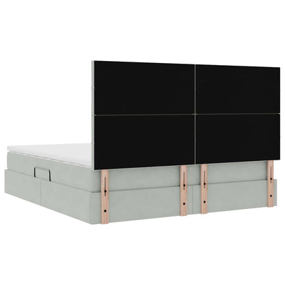 Aufbewahrungsbett mit Matratze Hellgrau 180 x 200 cm Samt