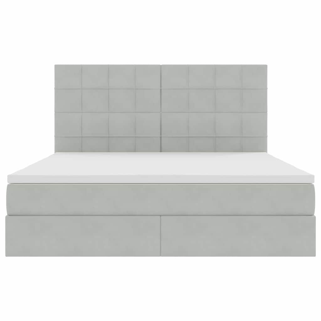 Aufbewahrungsbett mit Matratze Hellgrau 180 x 200 cm Samt