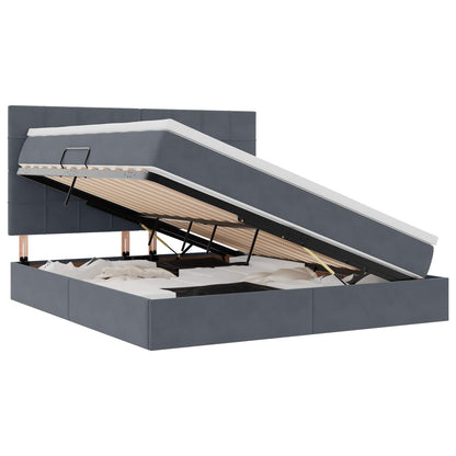 Aufbewahrungsbett mit Matratze Dunkelgrau 180 x 200 cm Samt