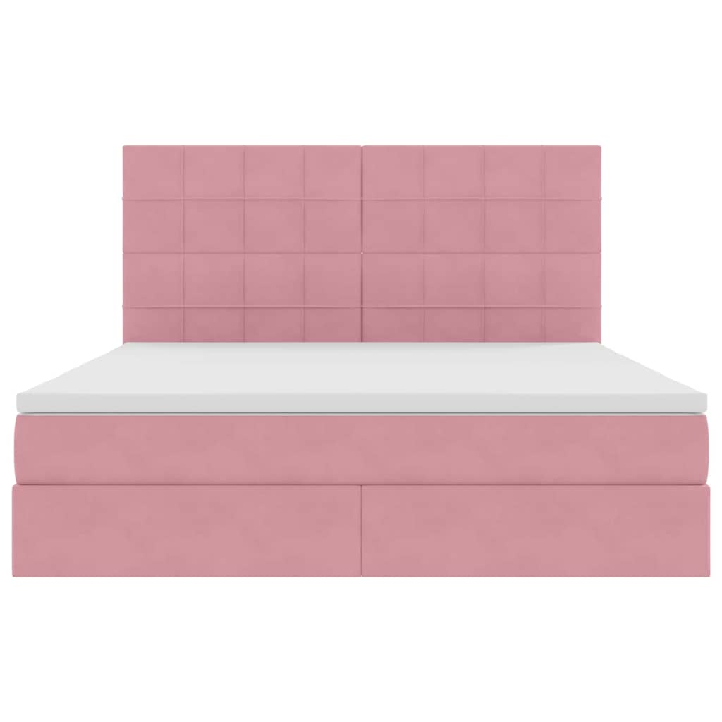 Aufbewahrungsbett mit Matratze Rosa 180 x 200 cm Samt
