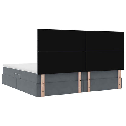 Aufbewahrungsbett mit Matratze Dunkelgrau 200 x 200 cm Samt