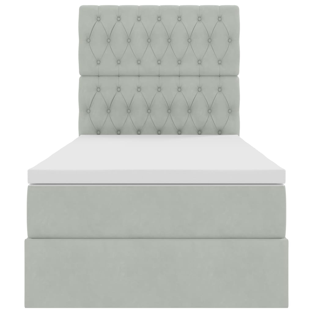 Aufbewahrungsbett mit Matratze Hellgrau 90 x 190 cm Samt