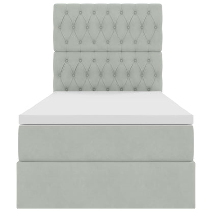 Aufbewahrungsbett mit Matratze Hellgrau 90 x 190 cm Samt