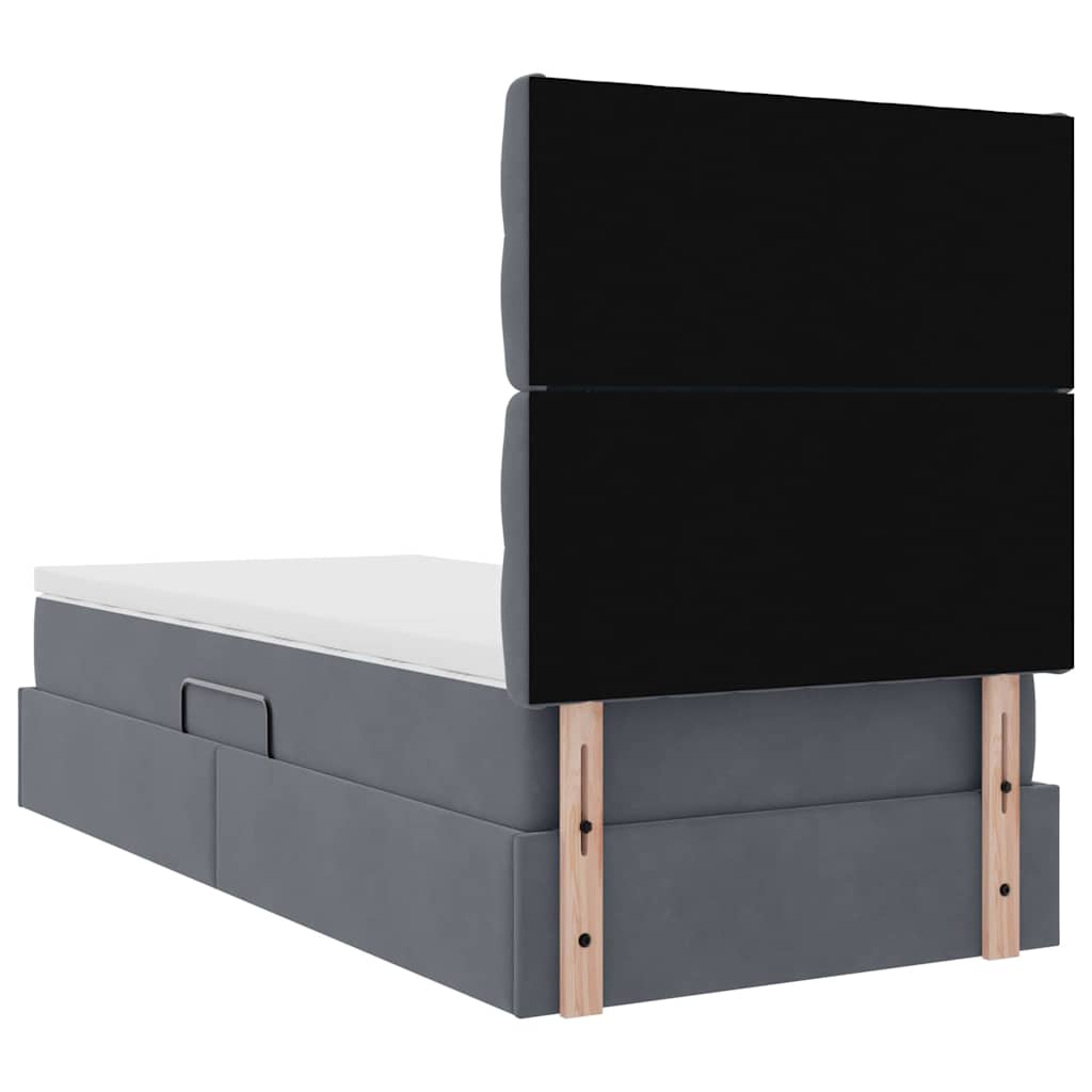 vidaXL Aufbewahrungsbett mit Matratze Dunkelgrau 90 x 190 cm Samt